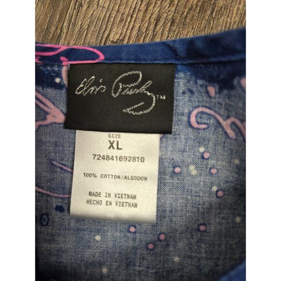 Cherokee Elvis Presley Women’s Scrub Nursing Top Snap Button Front Size XL Navy - Picture 2 of 3